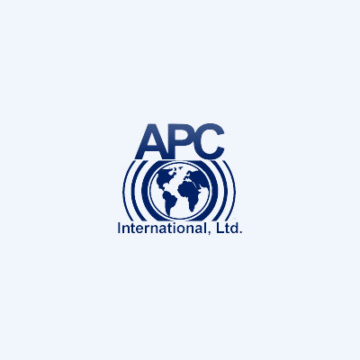 a blue logo for apc international ltd.